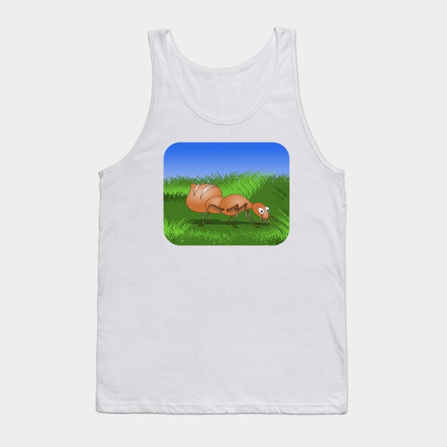 Ant smiling in tall green grass Tank Top by mailboxdisco